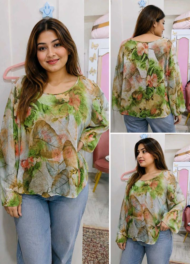 Bohemian Floral Print Sheer Top