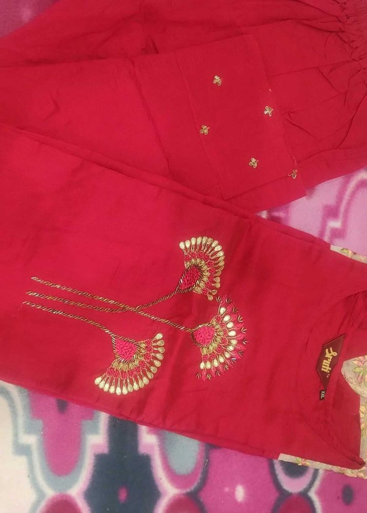 Red Zardosi Work Kurta Set