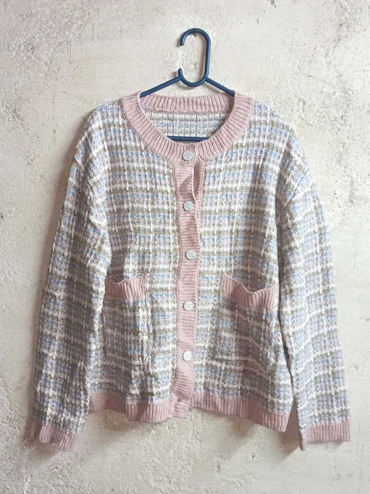 PLUS SIZE Chic Plaid Knit Cardigan Sweater