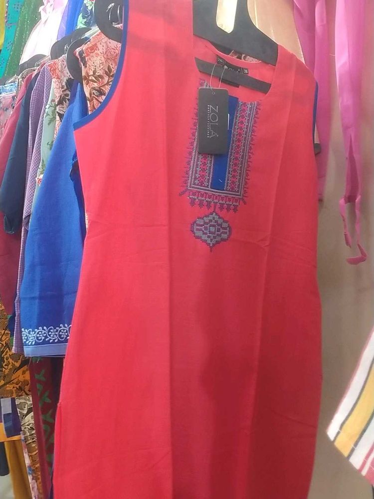 ZOLA Women’s Pink Embroidered Kurti | Ethnic Casua