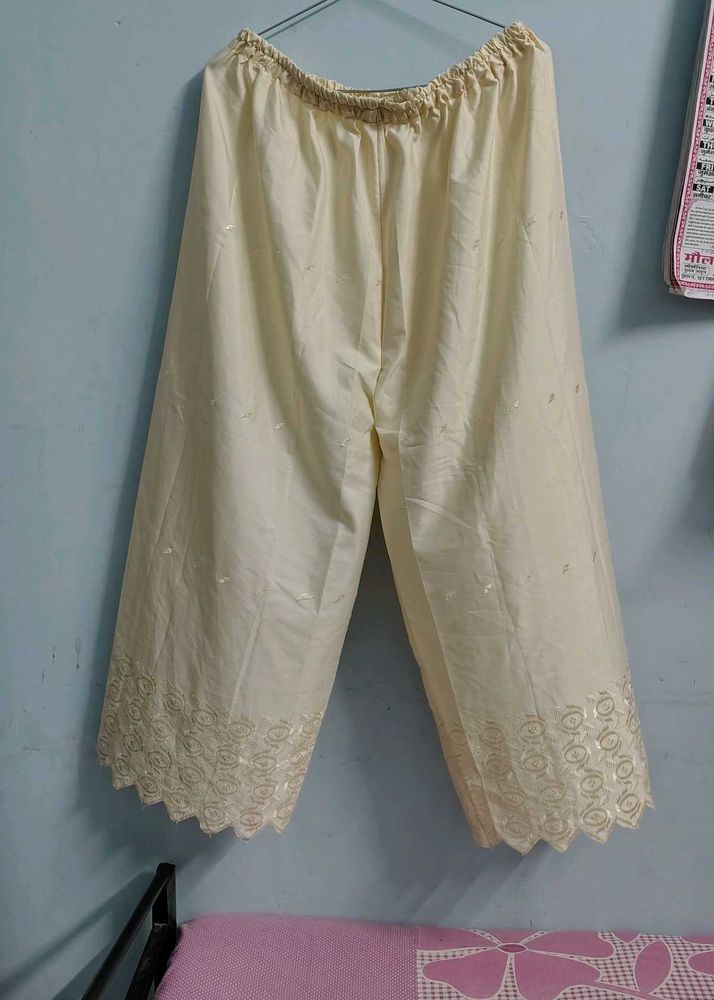 Elegant Cream Embroidered Palazzos crea