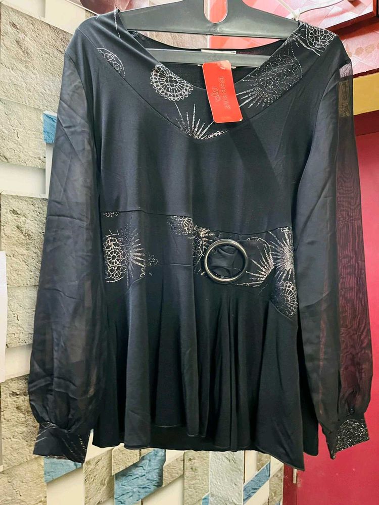 Elegant Black Blouse with Embellishments