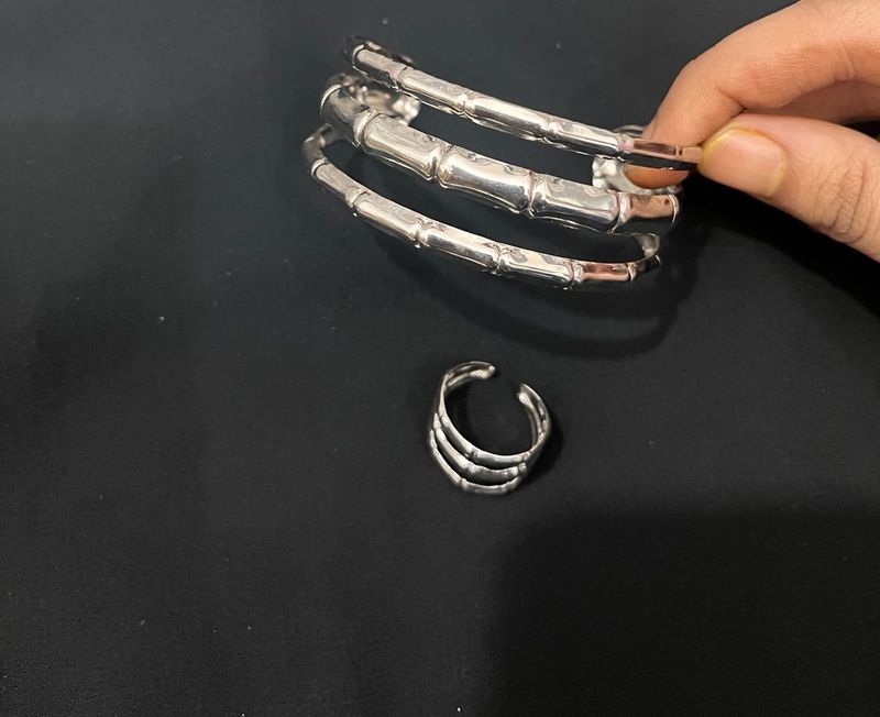 silver Bangle &amp; Ring Set
