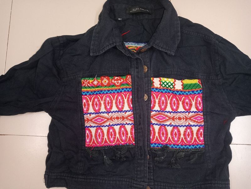 Black Cotton Jacket For Women