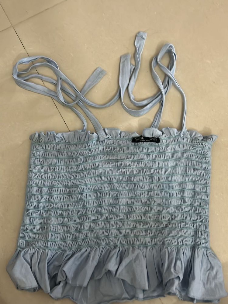 Smocked Ruffle Crop Top