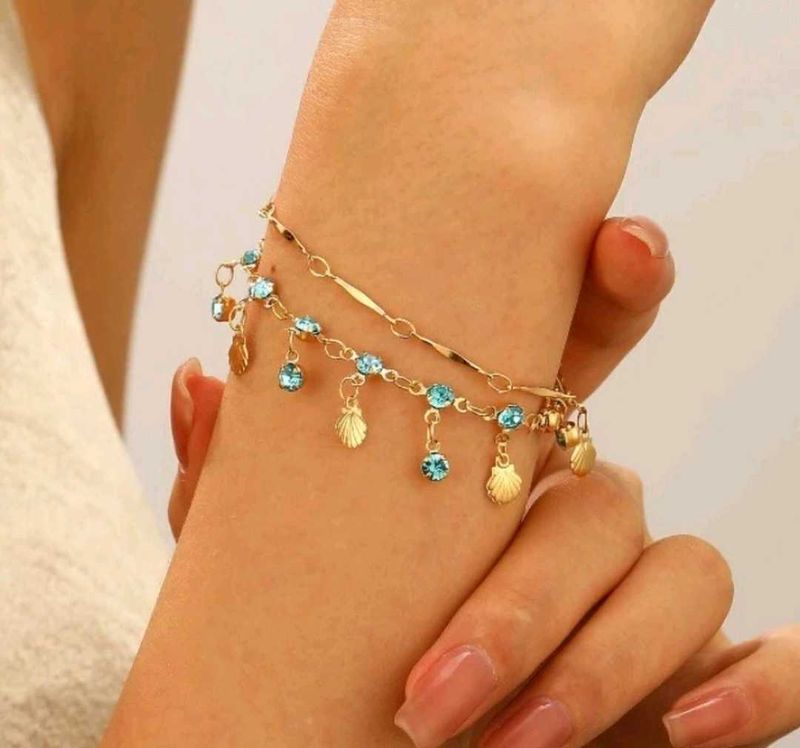Sparkling Shell &amp; Crystal Anklet