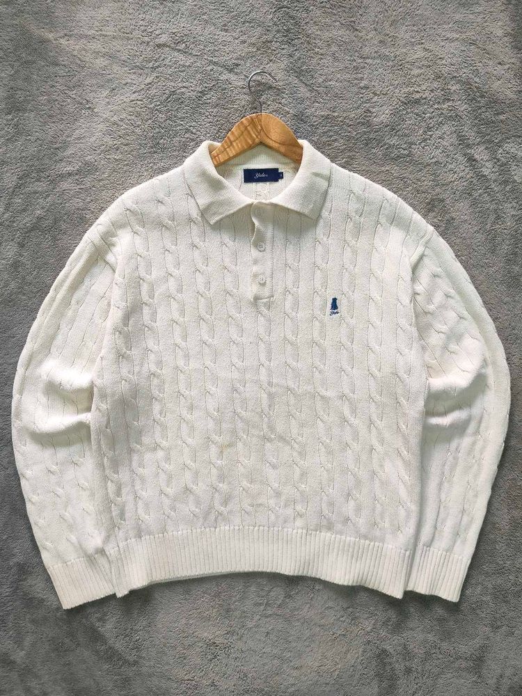 Yale Cable Knit Polo Sweater
