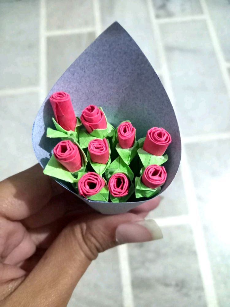 Set Of 5 Mini Paper Flower Bouquet