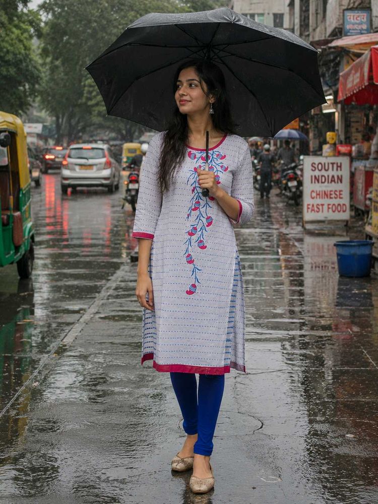 Elegant Kurta with Blue Leggings