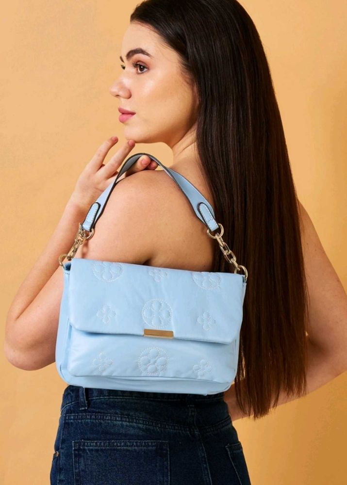 Caprese New Stylish Blue Embossed Shoulder Bag