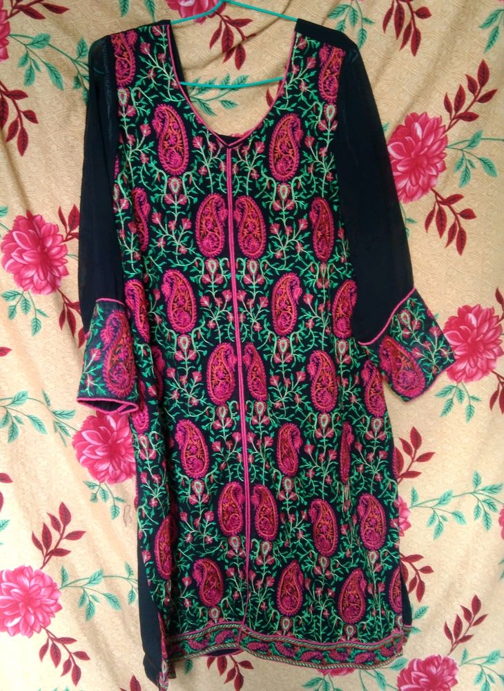 Embroidered Black Kurta
