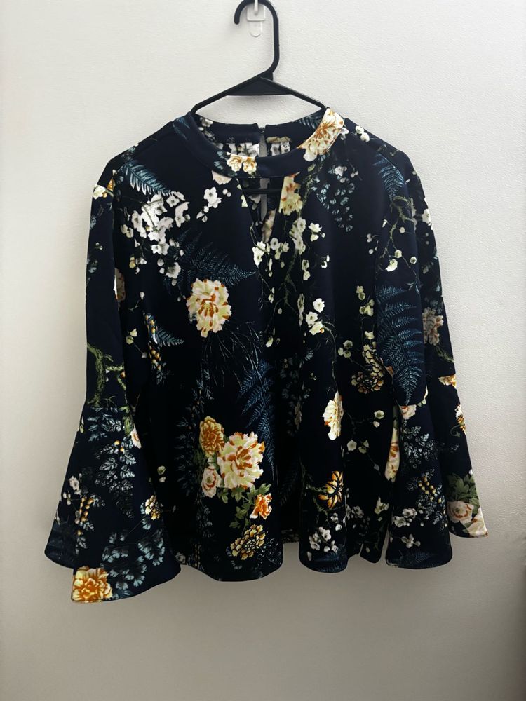 Chic Floral Bell Sleeve Top