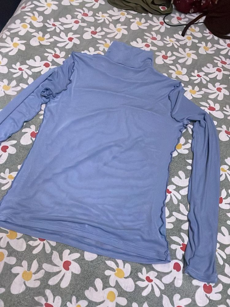 Light Blue Turtleneck Top