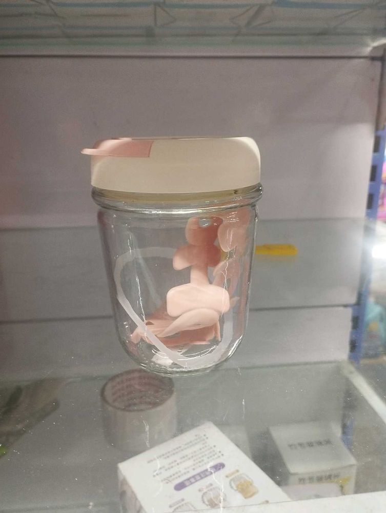Korean Glass Water Bottle with Pink Lid
