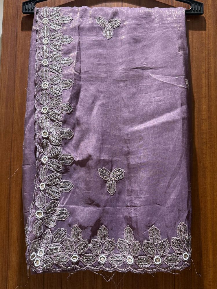 Purple Embroidered Saree with blouse