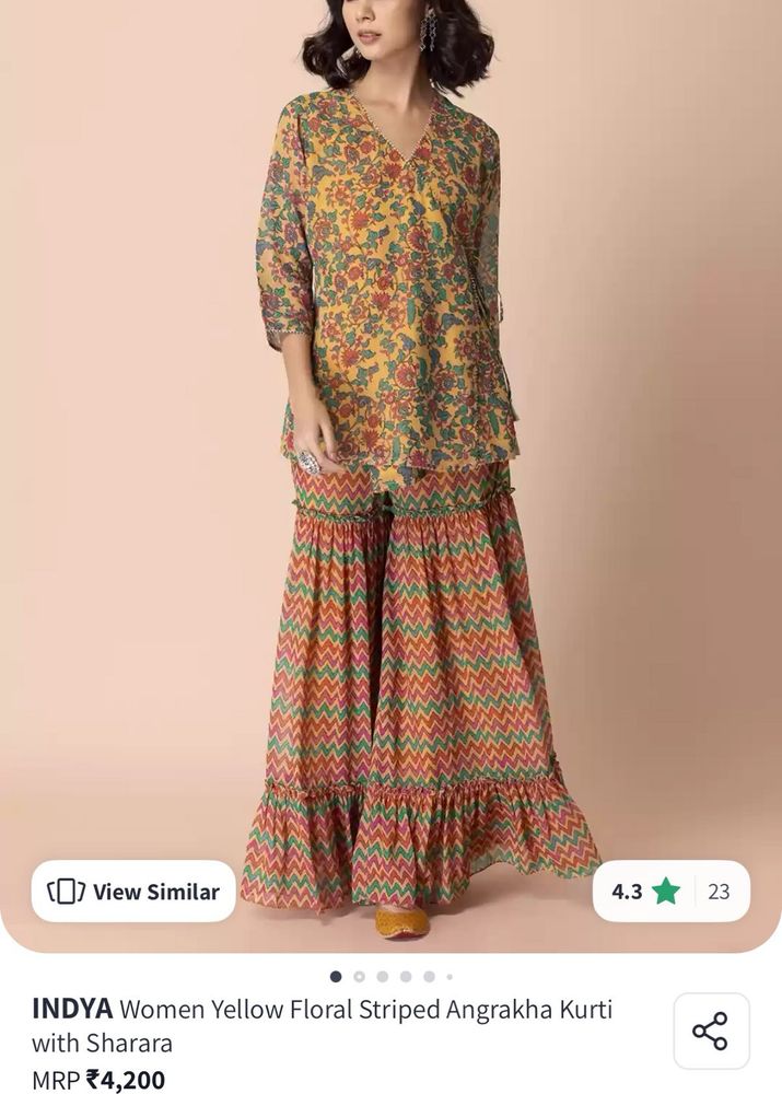 Indya Angrakha Kurti With Sharrara