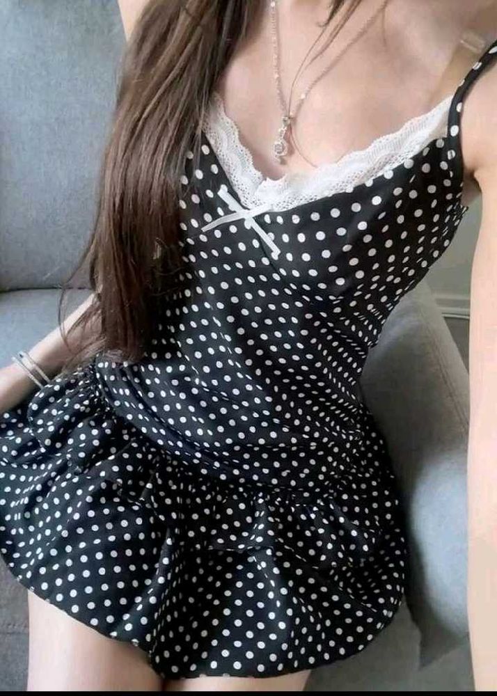 y2k Polka Dot Lace Trim Nightdress