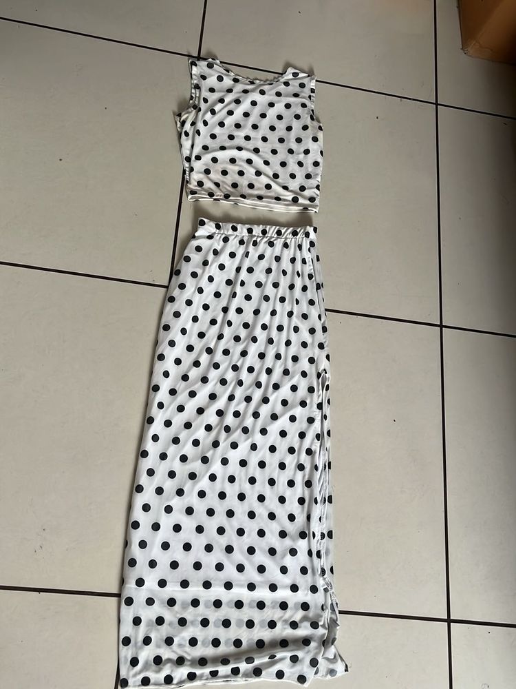 Polka Dot Crop Top and Skirt Set