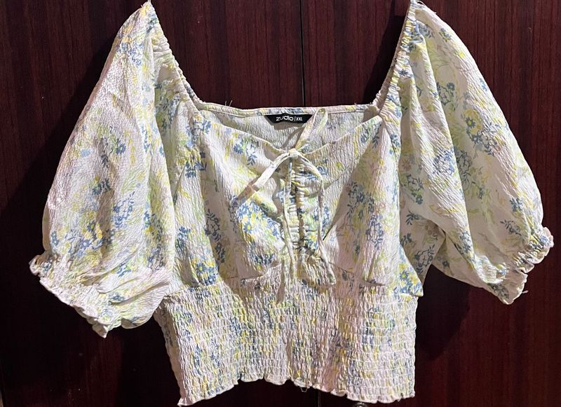 Floral Smocked Puff Sleeve Top