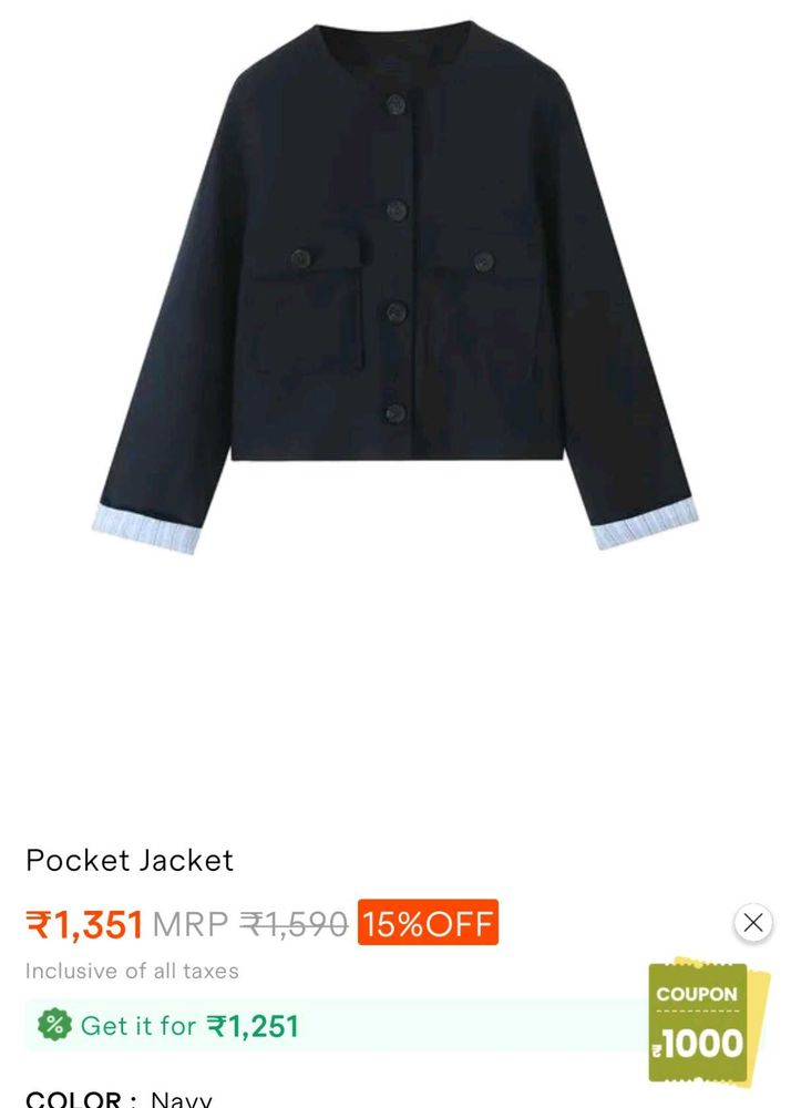 Navy Pocket Jacket - Stylish &amp; Chic