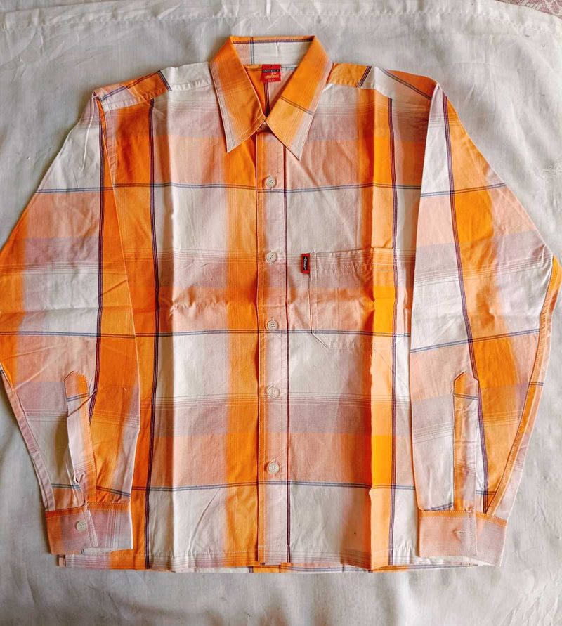 Orange and white check shirt for boys