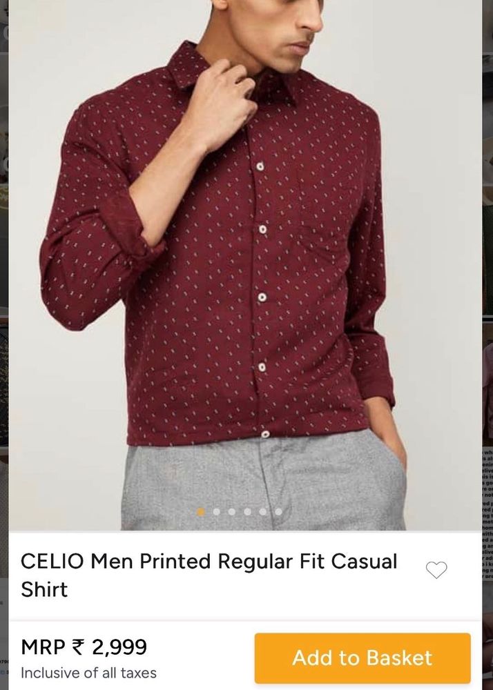 Men's Red Printed linen Casual Shirt
