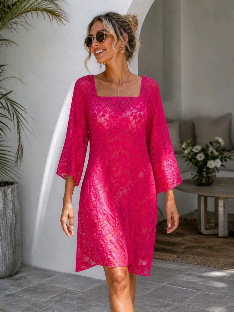 Vibrant Pink Lace Dress