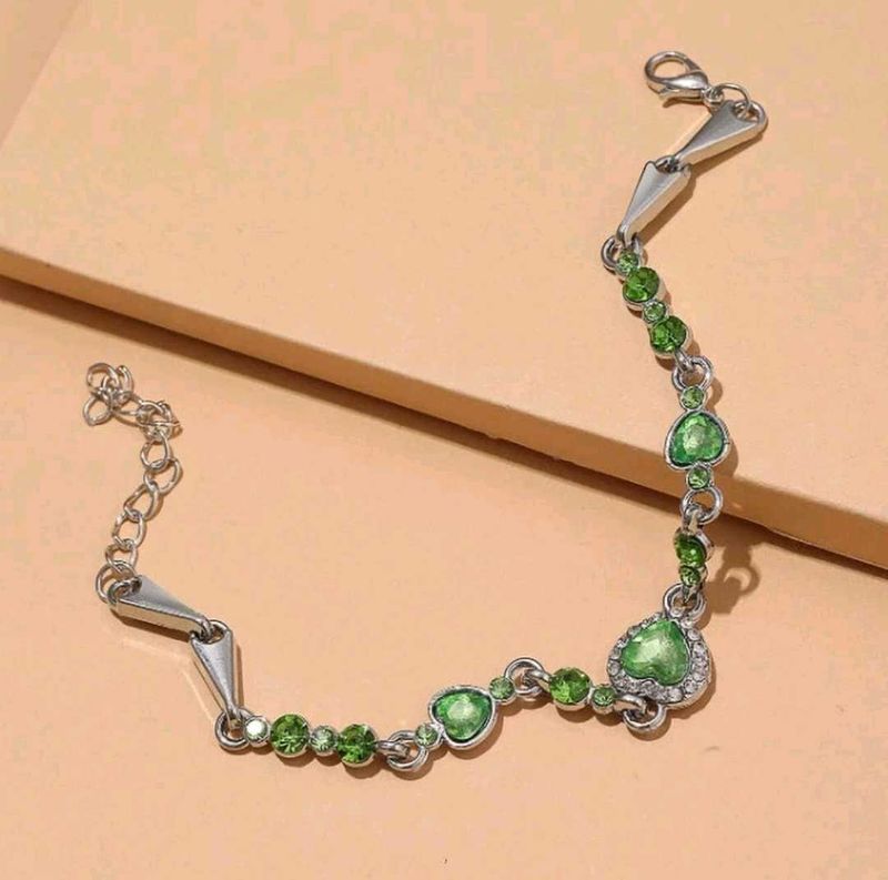 Green Heart Charm Bracelet