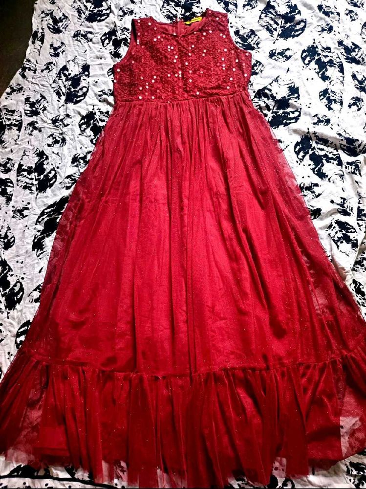 13-14Y Stunning Maroon Sequin Embellished Gown