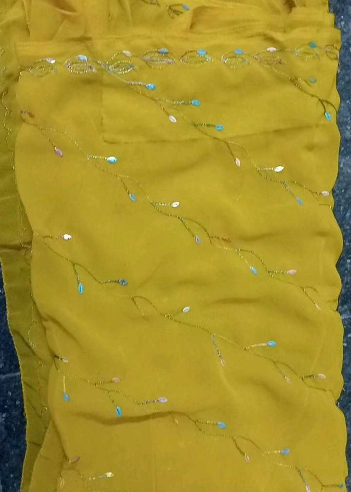 Elegant Mustard Saree with Sequins
