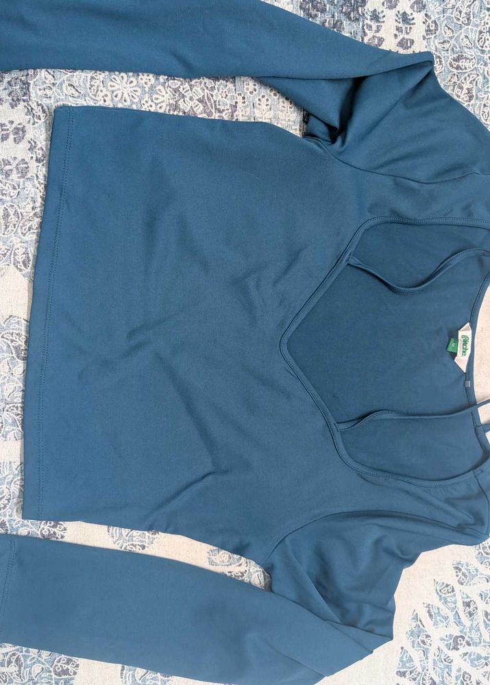 Teal Long Sleeve Cut-Out Top