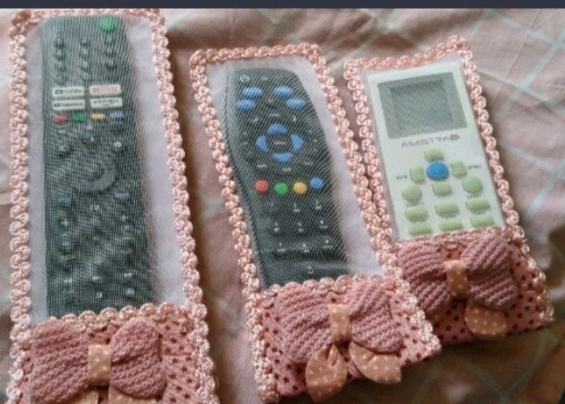 "Stylish Indian Cotton Remote Cover Combo: Set of 3 - Solid Pattern"