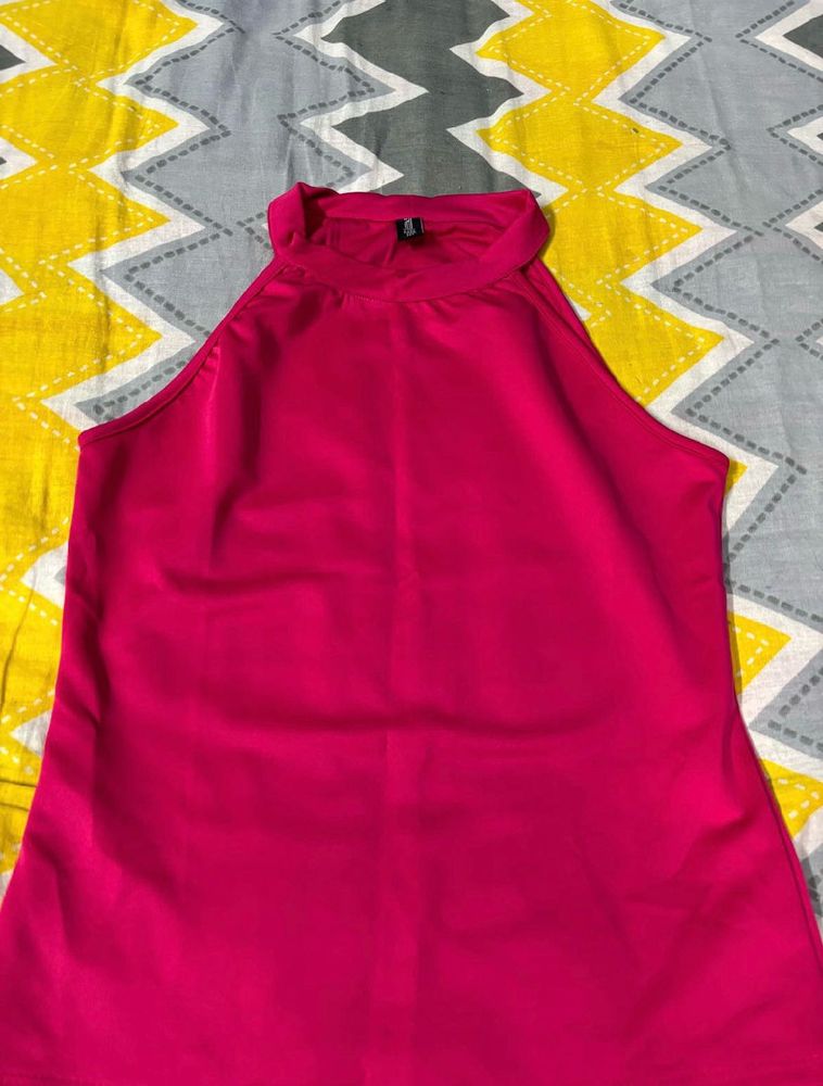 Hot Pink Halter Neck Top