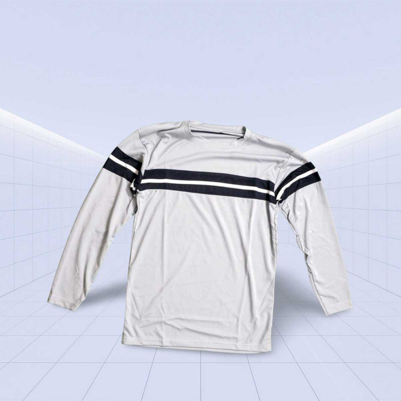 Men's Grey Striped Long Sleeve T-Shirt
