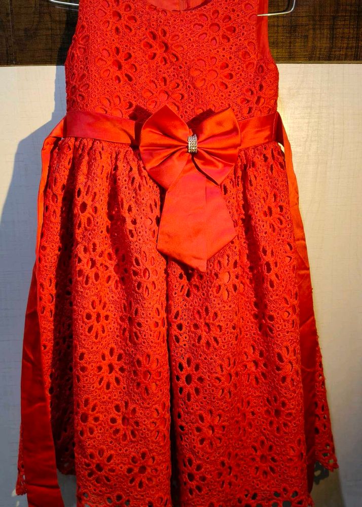Festive Red Dress with Bow