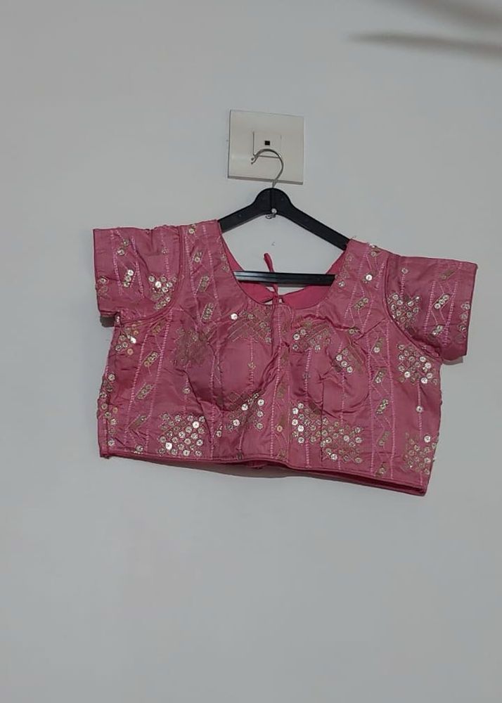 Pink Sequined Ethnic Blouse