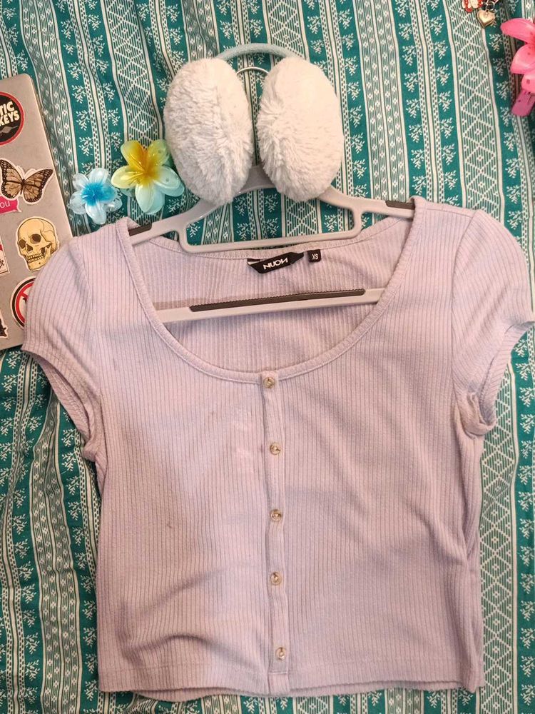 Cute Cropped Button-Up Top