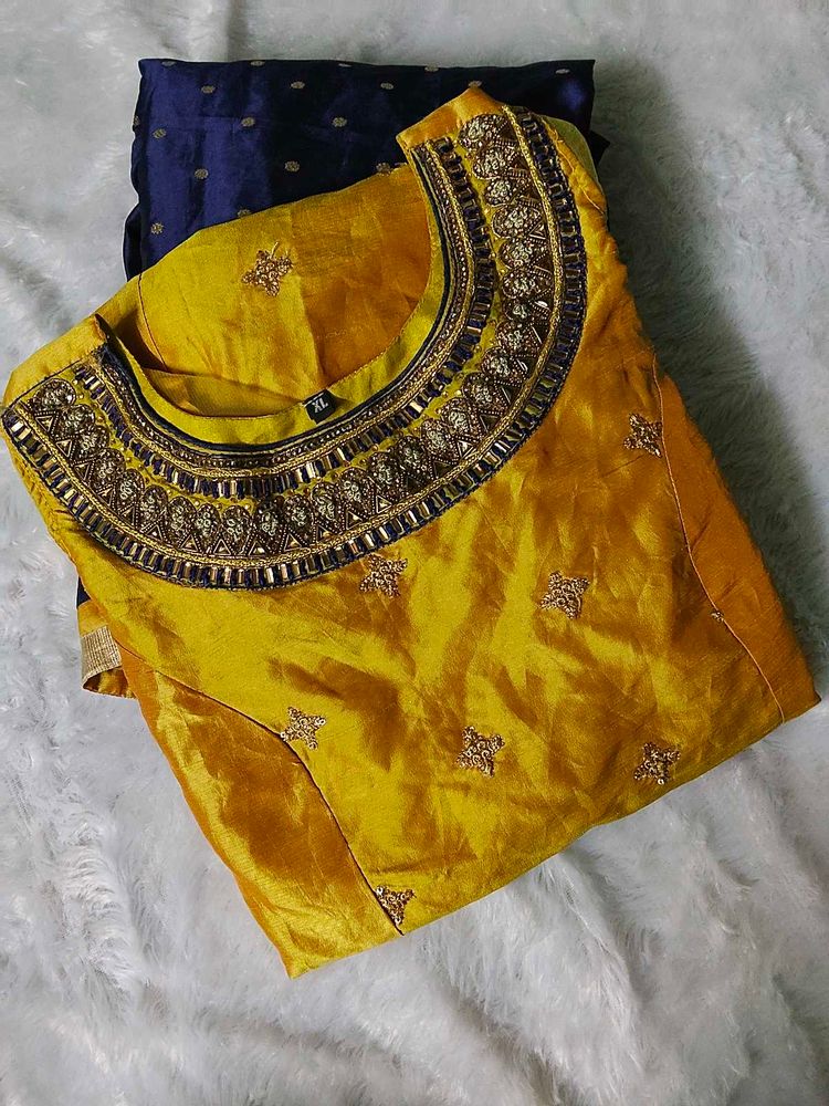 Exquisite Embellished Yellow Kurti and salwar
