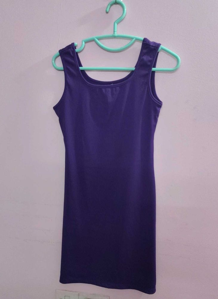 Solid Purple Sleeveless Dress