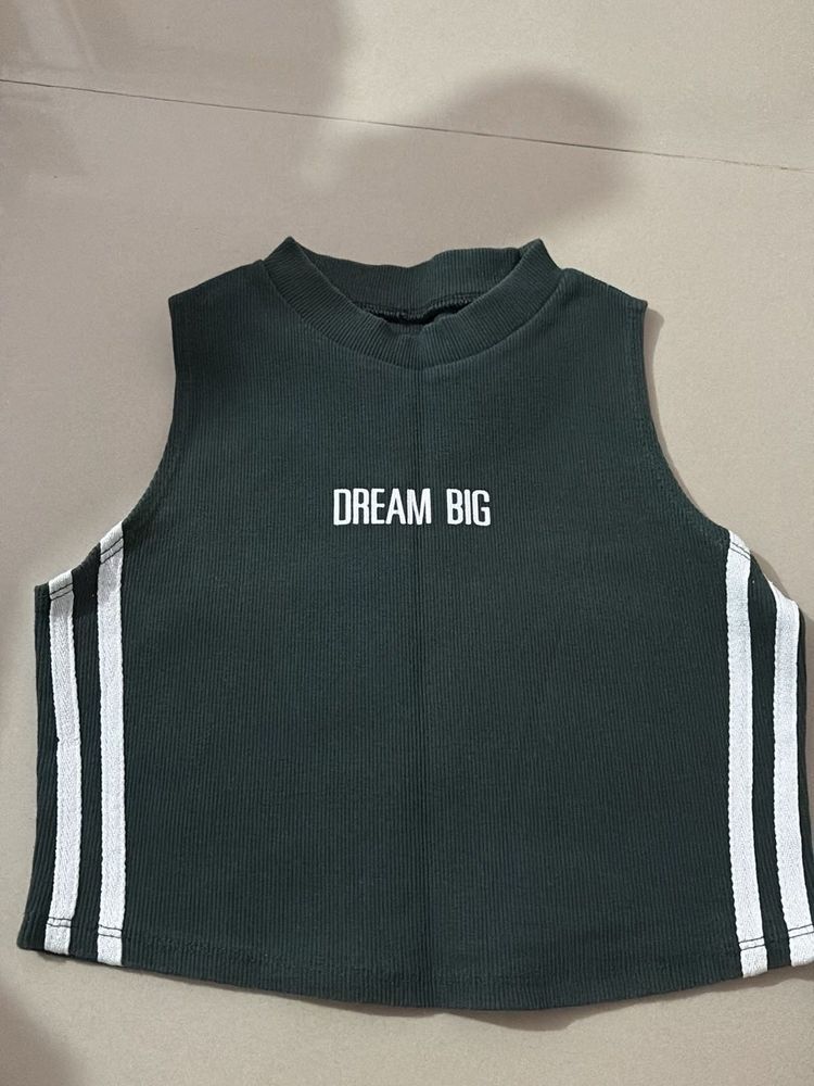 Sleeveless Cropped "Dream Big" Top