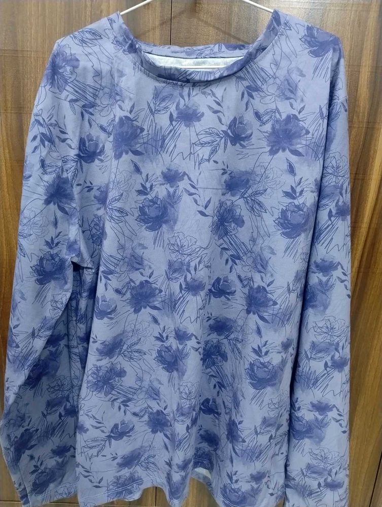 Blue Floral Long Sleeve Top