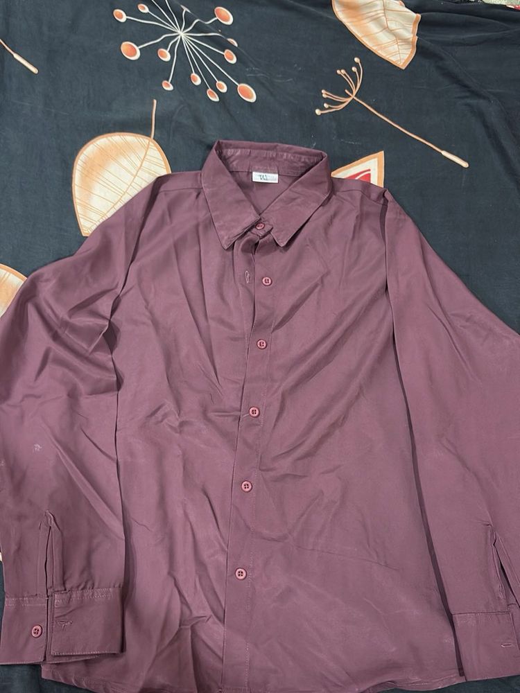 Men's Casual Purple Long Sleeve Shirt