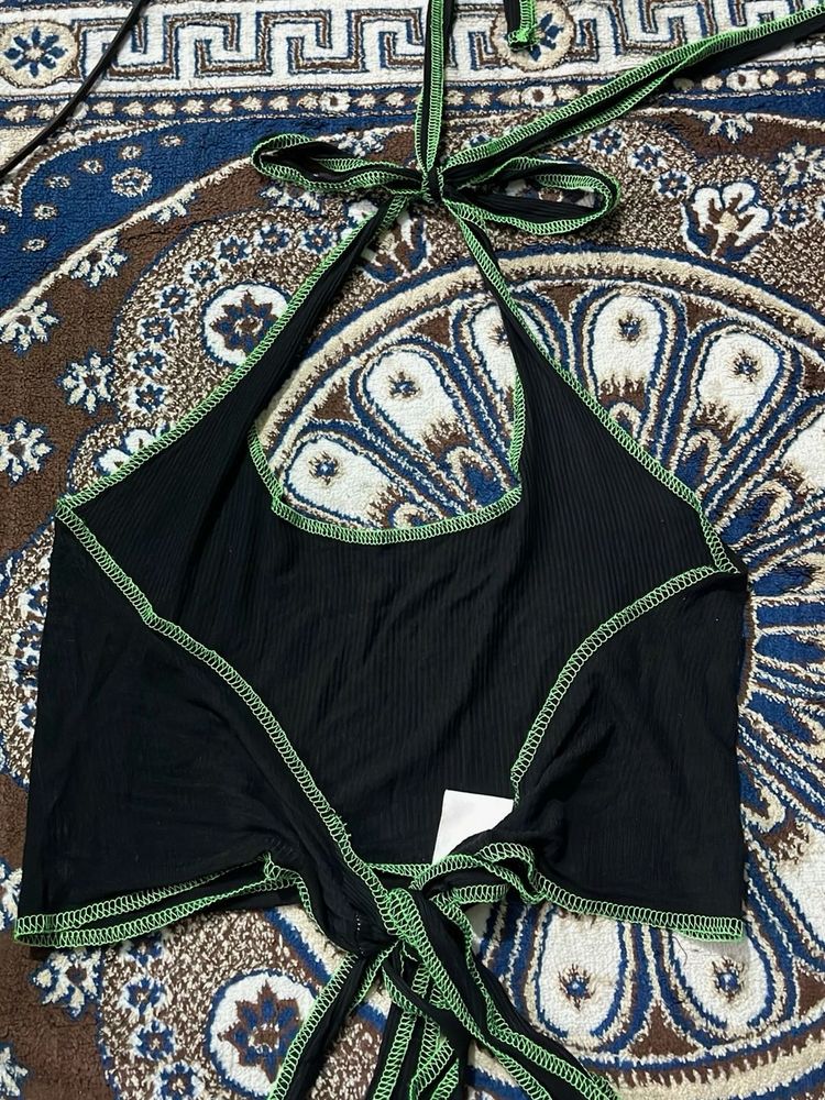 Black Halter Crop Top