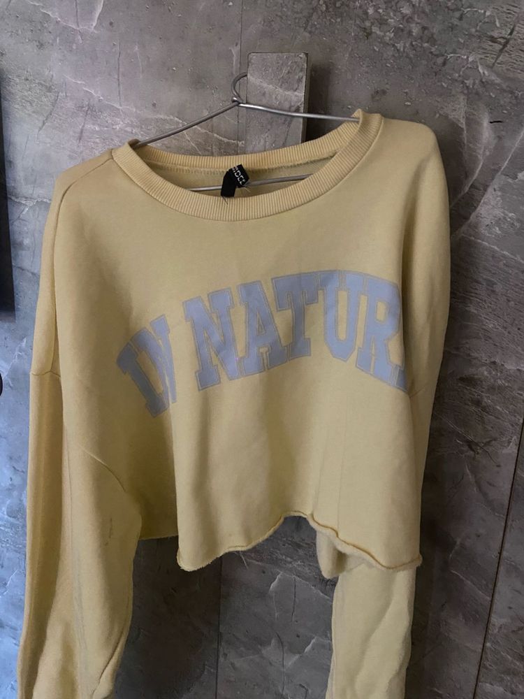 Yellow Cropped Sweatshirt