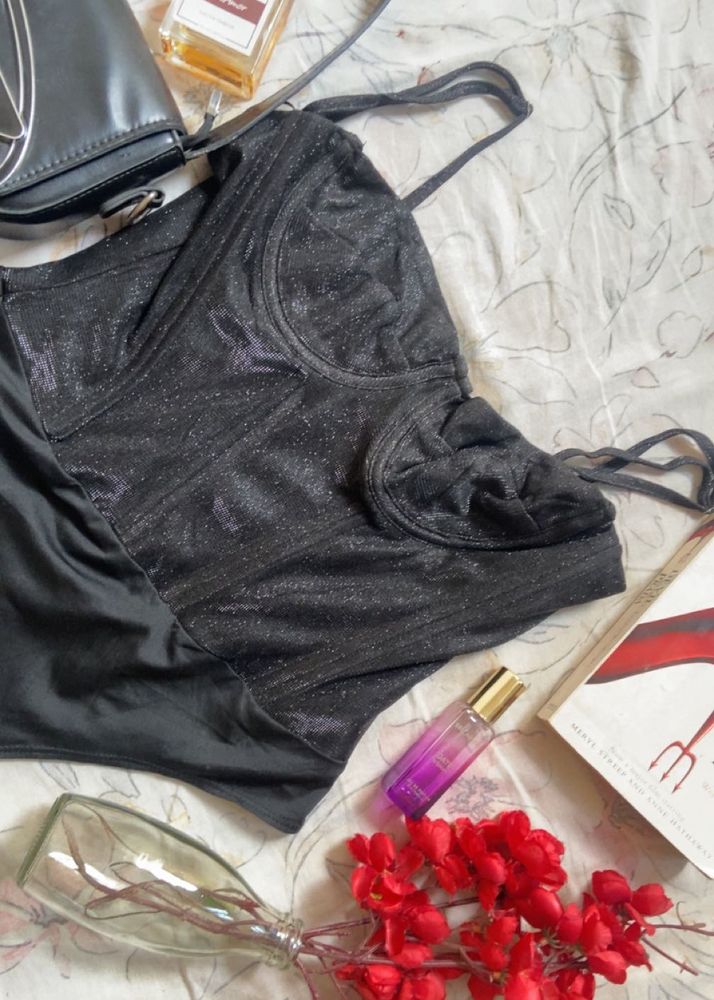 Sparkly Black Bralette Top