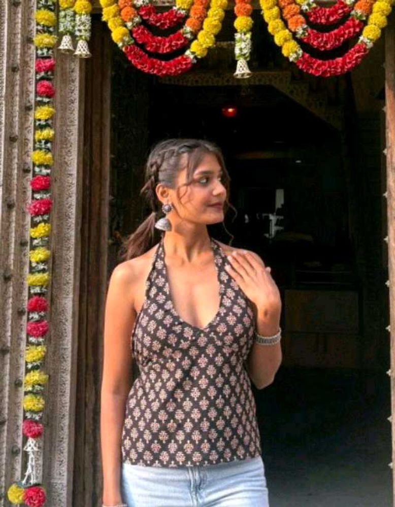 Printed Halter Neck Top