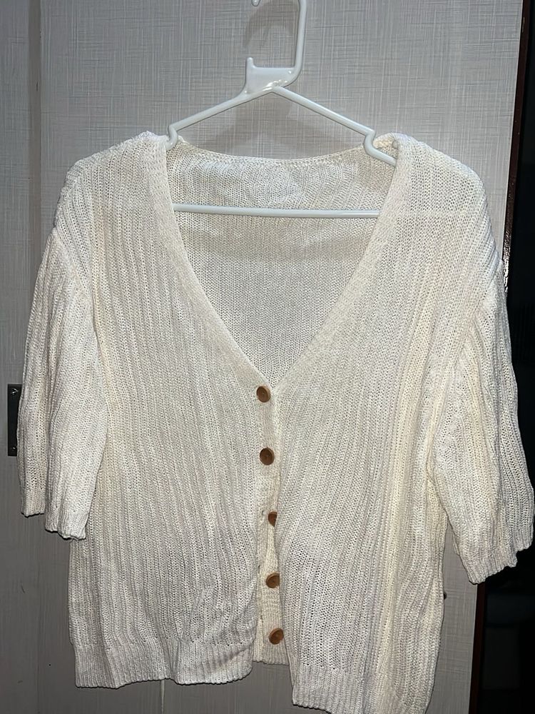 Cream Knit Button-Up Cardigan Top (s/m/l)