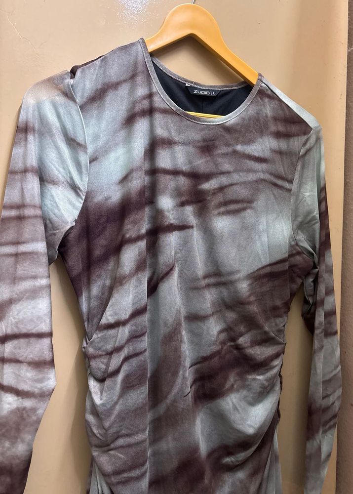 Zudio Ruched Long Sleeve Dress