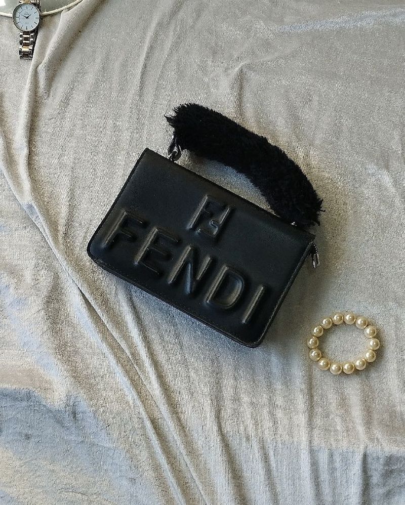 Fendi Black Embossed Clutch Bag