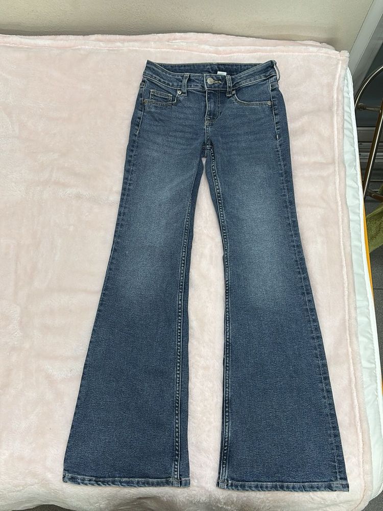 Flared Blue Denim Jeans